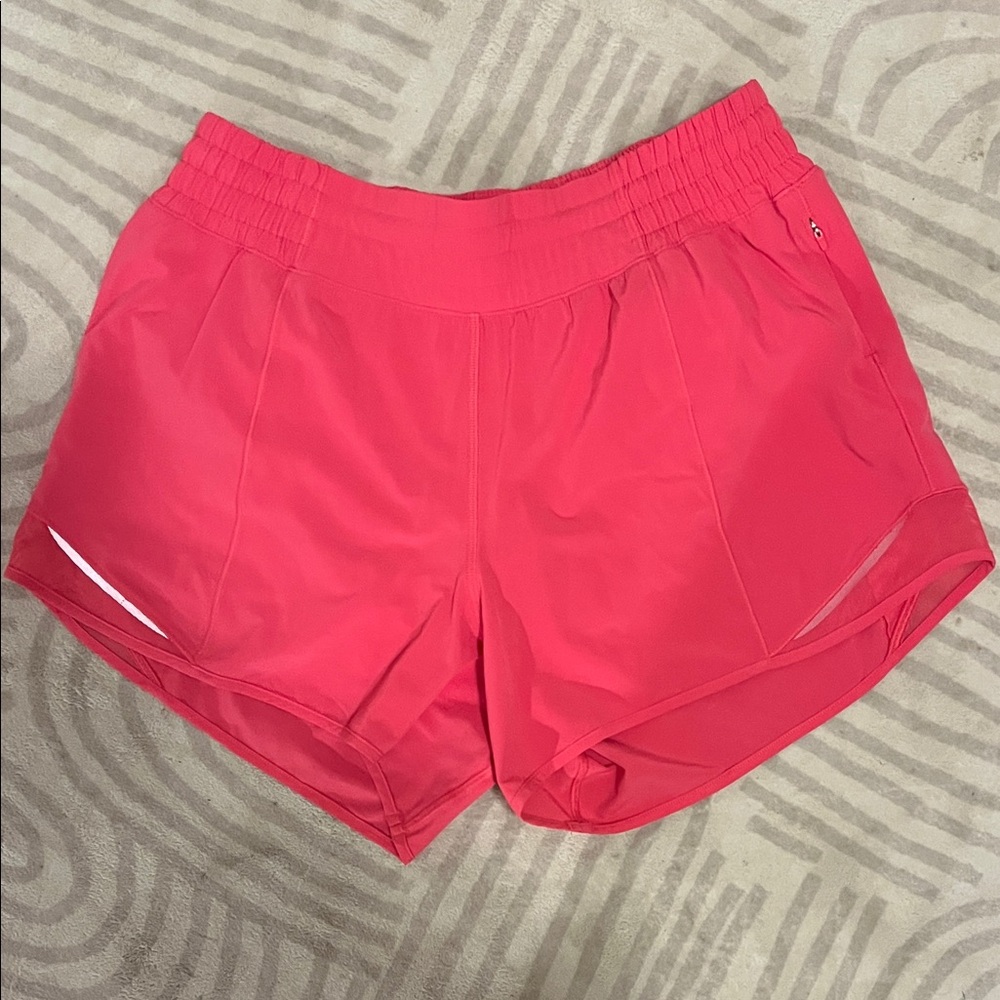 Lululemon Hotty Hot High-Rise 4inch Coral Pink Shorts